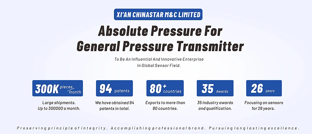 Professional Manufacturer of Intelligent Sensor Pressure Transmitter Absolute Pressure 0~1...70bar Maxim 1000bar