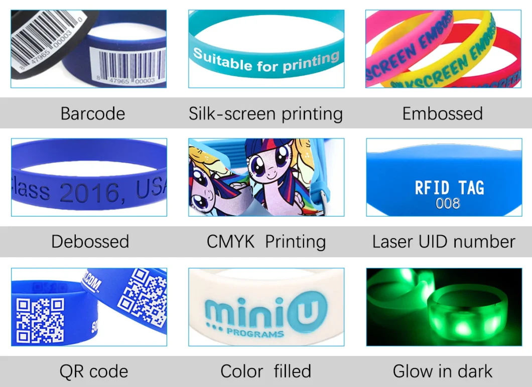 13.56MHz NXP Mifar 1K S50 RFID Silicone Wristband Adjusted