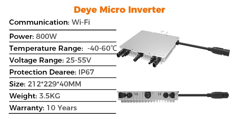 Deye Wechselrichter 800W PV Solar on Grid Tie Mico Inverter MPPT for Solar