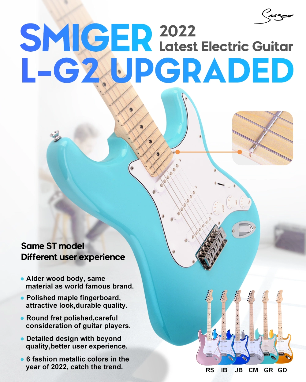 Upgraded Quality Musical Instruments High Quality St Electric Guitar